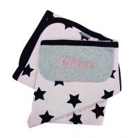 Personalised Pink and black stars blanket